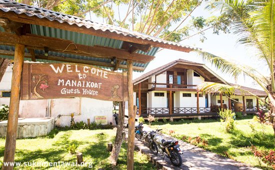 Yayasan temporary office at the beach resort homestay, Manai Koat, in Maileppet village