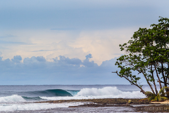 Idyllic looking waves and tropical island destination in Mentawai, by John Barton